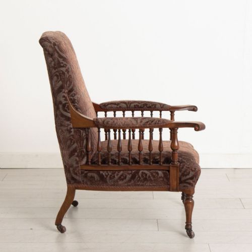 ANTIQUE MAHOGANY ARMCHAIR BY GEORGE JACK FOR MORRIS CO C1890 - ADDITIONAL PHOTO 4