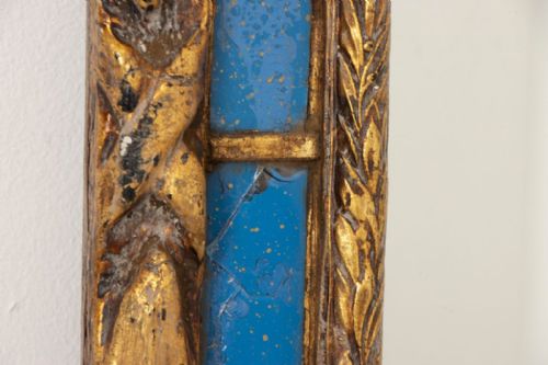 EARLY 19TH CENTURY ITALIAN GILTWOOD BLUE GLASS FRAME MIRROR - ADDITIONAL PHOTO 1