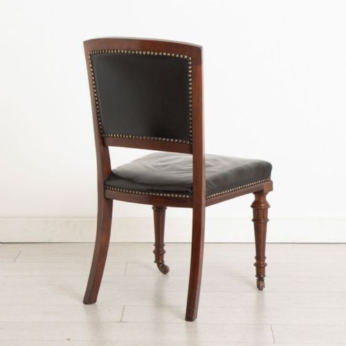 BLACK LEATHER BUTTONED BACK DESK CHAIR C1870 - ADDITIONAL PHOTO 1