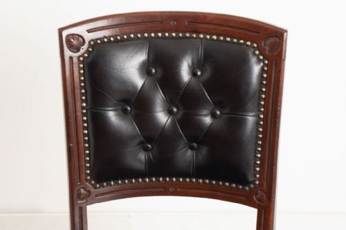 BLACK LEATHER BUTTONED BACK DESK CHAIR C1870 - ADDITIONAL PHOTO 2