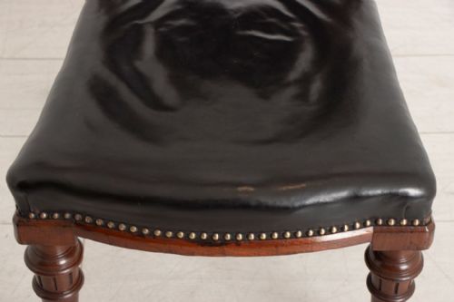 BLACK LEATHER BUTTONED BACK DESK CHAIR C1870 - ADDITIONAL PHOTO 5
