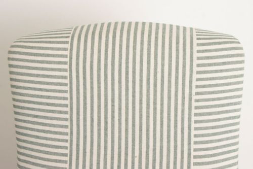 LARGE FRENCH NAPOLEON III SQUAREBACK CHAIR IN GREEN WHITE TICKING CRISS CROSS - ADDITIONAL PHOTO 6
