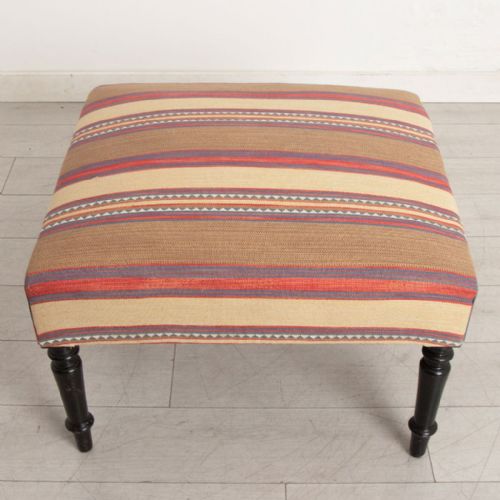 19TH CENTURY FRENCH FOOTSTOOL IN ANDREW MARTIN FABRIC - ADDITIONAL PHOTO 1