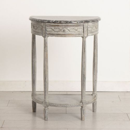 19TH CENTURY PAINTED FRENCH CONSOLE TABLE WITH MARBLE TOP