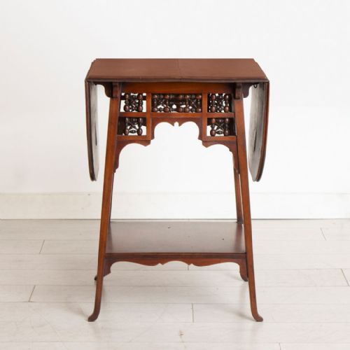 ANGLOMORESQUE MAHOGANY OCCASIONAL TABLE WITH DROP FLAPS BY LIBERTY CO C1890 - ADDITIONAL PHOTO 1