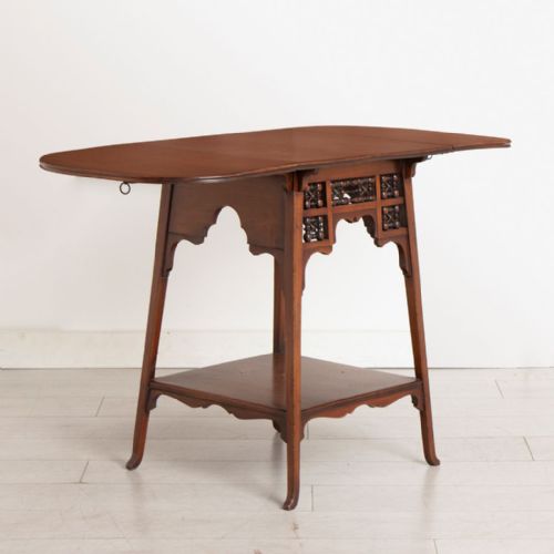 ANGLOMORESQUE MAHOGANY OCCASIONAL TABLE WITH DROP FLAPS BY LIBERTY CO C1890 - ADDITIONAL PHOTO 2