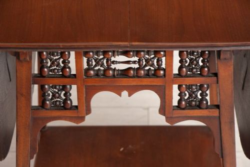 ANGLOMORESQUE MAHOGANY OCCASIONAL TABLE WITH DROP FLAPS BY LIBERTY CO C1890 - ADDITIONAL PHOTO 4