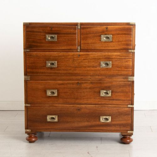 ANTIQUE MILITARY CAMPAIGN CHEST OF DRAWERS IN MAHOGANY WITH BRASS FITTINGS C1900 - ADDITIONAL PHOTO 1