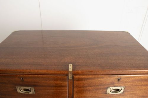 ANTIQUE MILITARY CAMPAIGN CHEST OF DRAWERS IN MAHOGANY WITH BRASS FITTINGS C1900 - ADDITIONAL PHOTO 2