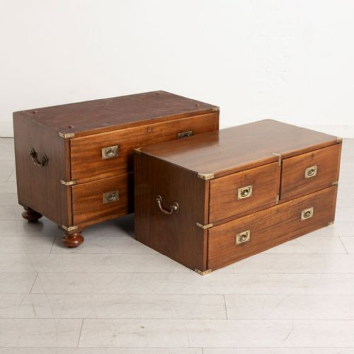 ANTIQUE MILITARY CAMPAIGN CHEST OF DRAWERS IN MAHOGANY WITH BRASS FITTINGS C1900 - ADDITIONAL PHOTO 3
