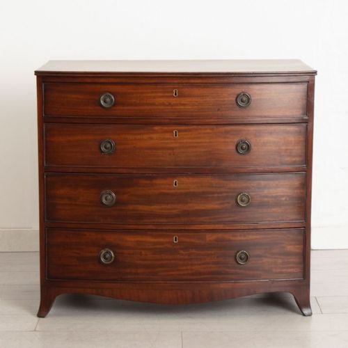ANTIQUE MAHOGANY BOW FRONT CHEST OF DRAWERS C1850 - ADDITIONAL PHOTO 1