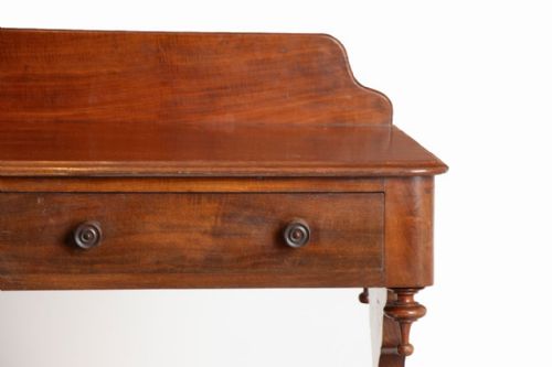 VICTORIAN MAHOGANY TWIN PILLAR CONSOLE TABLE WITH TWO DRAWERS - ADDITIONAL PHOTO 3