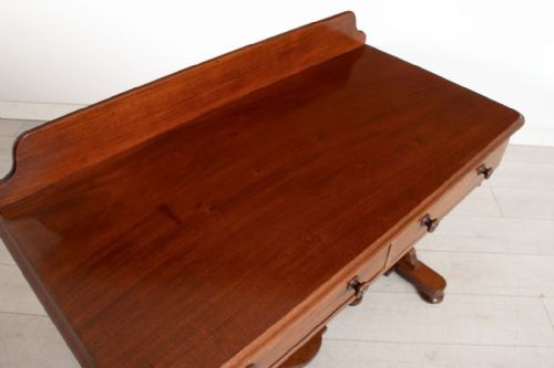 VICTORIAN MAHOGANY TWIN PILLAR CONSOLE TABLE WITH TWO DRAWERS - ADDITIONAL PHOTO 4