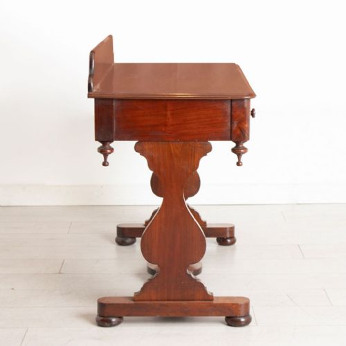 VICTORIAN MAHOGANY TWIN PILLAR CONSOLE TABLE WITH TWO DRAWERS - ADDITIONAL PHOTO 5
