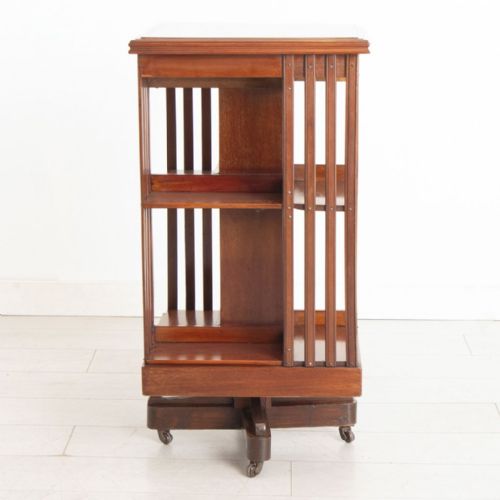 EDWARDIAN MAHOGANY REVOLVING BOOKCASE WITH SATINWOOD BOXWOOD INLAY C1900 - ADDITIONAL PHOTO 1