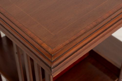 EDWARDIAN MAHOGANY REVOLVING BOOKCASE WITH SATINWOOD BOXWOOD INLAY C1900 - ADDITIONAL PHOTO 3