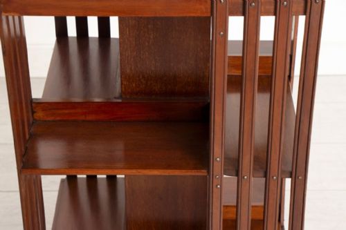EDWARDIAN MAHOGANY REVOLVING BOOKCASE WITH SATINWOOD BOXWOOD INLAY C1900 - ADDITIONAL PHOTO 5