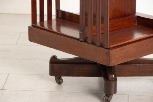 EDWARDIAN MAHOGANY REVOLVING BOOKCASE WITH SATINWOOD BOXWOOD INLAY C1900 - ADDITIONAL PHOTO 6