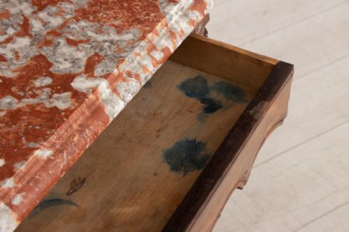 LOUIS XV CONSOLE TABLE IN SOLID WALNUT WITH ROUGE LANGUEDOC MARBLE TOP C1900 - ADDITIONAL PHOTO 3