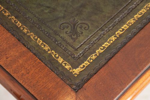 EARLY VICTORIAN MAHOGANY WRITING TABLE WITH GREEN LEATHER TOP C1860 - ADDITIONAL PHOTO 3