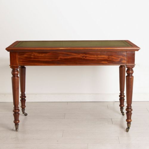 EARLY VICTORIAN MAHOGANY WRITING TABLE WITH GREEN LEATHER TOP C1860 - ADDITIONAL PHOTO 6