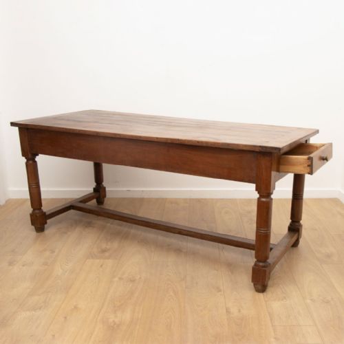 19TH CENTURY FRENCH CHERRYWOOD DINING TABLE ON TURNED LEGS - ADDITIONAL PHOTO 3