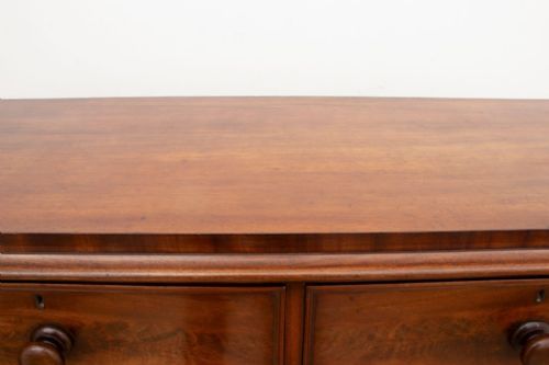 VICTORIAN MAHOGANY CHEST OF DRAWERS WITH WOODEN KNOB HANDLES DEEP BOTTOM DRAWER - ADDITIONAL PHOTO 4