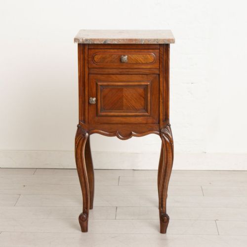 PAIR OF FRENCH BEDSIDE CABINETS WITH MARBLE TOPS C1900 - ADDITIONAL PHOTO 1