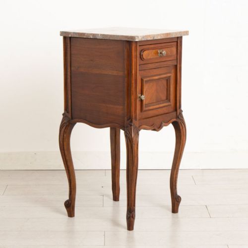 PAIR OF FRENCH BEDSIDE CABINETS WITH MARBLE TOPS C1900 - ADDITIONAL PHOTO 2