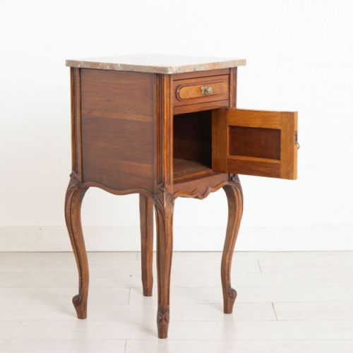 PAIR OF FRENCH BEDSIDE CABINETS WITH MARBLE TOPS C1900 - ADDITIONAL PHOTO 3