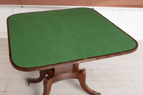 REGENCY ROSEWOOD GAMES TABLE WITH SATINWOOD CROSSBANDING BOXWOOD INLAY C1820 - ADDITIONAL PHOTO 1
