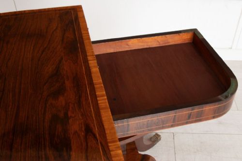 REGENCY ROSEWOOD GAMES TABLE WITH SATINWOOD CROSSBANDING BOXWOOD INLAY C1820 - ADDITIONAL PHOTO 3