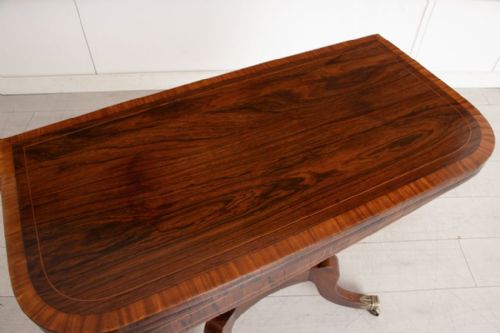 REGENCY ROSEWOOD GAMES TABLE WITH SATINWOOD CROSSBANDING BOXWOOD INLAY C1820 - ADDITIONAL PHOTO 4