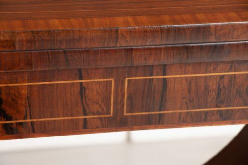 REGENCY ROSEWOOD GAMES TABLE WITH SATINWOOD CROSSBANDING BOXWOOD INLAY C1820 - ADDITIONAL PHOTO 6