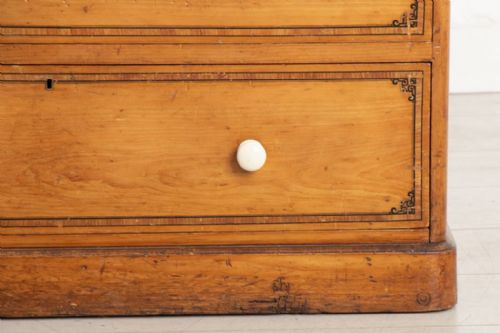 LATE 19TH CENTURY STENCILLED CHEST OF DRAWERS WITH GALLERIED TOP ORIGINAL PORCELAIN KNOBS - ADDITIONAL PHOTO 1