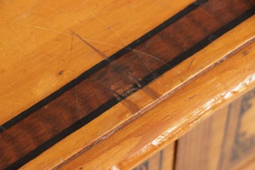 LATE 19TH CENTURY STENCILLED CHEST OF DRAWERS WITH GALLERIED TOP ORIGINAL PORCELAIN KNOBS - ADDITIONAL PHOTO 6