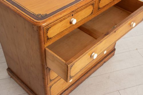LATE 19TH CENTURY STENCILLED CHEST OF DRAWERS WITH GALLERIED TOP ORIGINAL PORCELAIN KNOBS - ADDITIONAL PHOTO 7