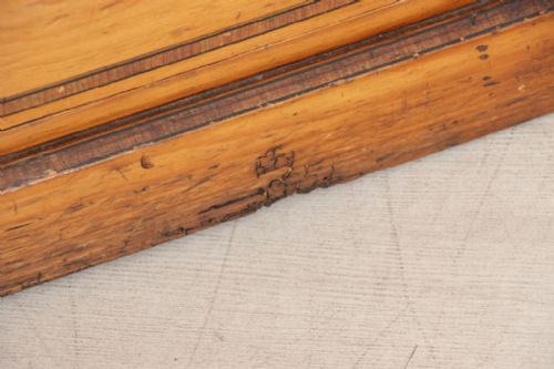 LATE 19TH CENTURY STENCILLED CHEST OF DRAWERS WITH GALLERIED TOP ORIGINAL PORCELAIN KNOBS - ADDITIONAL PHOTO 11