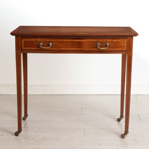 EDWARDIAN INLAID MAHOGANY WRITING TABLE WITH SATINWOOD BOXWOOD INLAY C1900 - ADDITIONAL PHOTO 3
