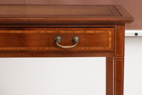 EDWARDIAN INLAID MAHOGANY WRITING TABLE WITH SATINWOOD BOXWOOD INLAY C1900 - ADDITIONAL PHOTO 4