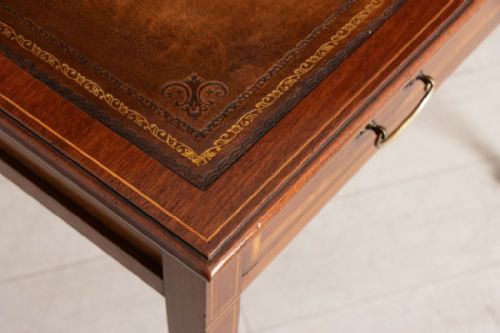 EDWARDIAN INLAID MAHOGANY WRITING TABLE WITH SATINWOOD BOXWOOD INLAY C1900 - ADDITIONAL PHOTO 8