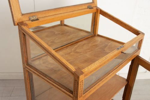 EDWARDIAN SHOP DISPLAY CABINET IN OAK WITH INLAY DECORATION - ADDITIONAL PHOTO 2