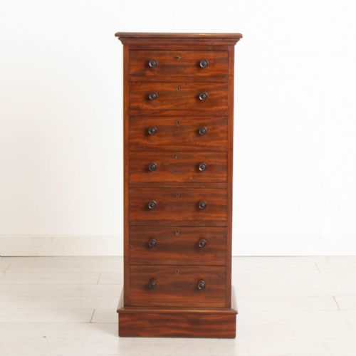 VICTORIAN MAHOGANY COLLECTOR'S CHEST WITH 7 DRAWERS ORIGINAL CHUBB LOCKS C1870 - ADDITIONAL PHOTO 2