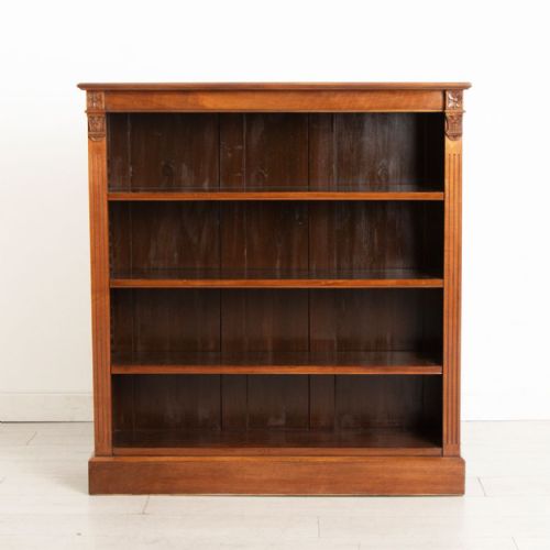 VICTORIAN WALNUT OPEN BOOKCASE WITH 3 ADJUSTABLE SHELVES C1880 - ADDITIONAL PHOTO 3