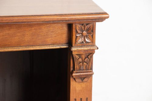 VICTORIAN WALNUT OPEN BOOKCASE WITH 3 ADJUSTABLE SHELVES C1880 - ADDITIONAL PHOTO 4