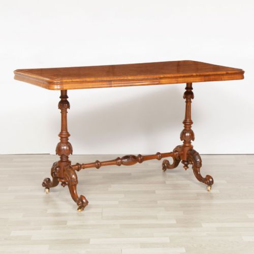 VICTORIAN INLAID BURR WALNUT SIDE TABLE