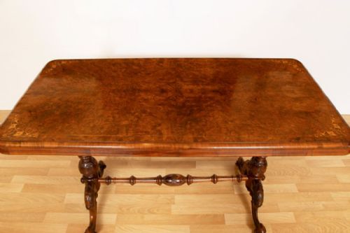 VICTORIAN INLAID BURR WALNUT SIDE TABLE - ADDITIONAL PHOTO 2