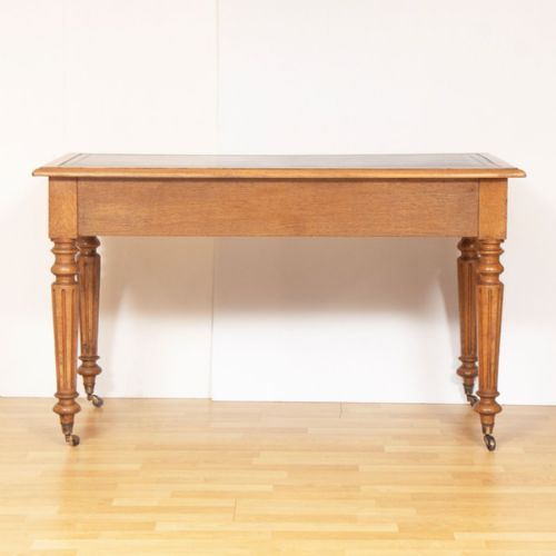FRENCH GOLDEN OAK WRITING TABLE WITH BLACK LEATHER TOP C1880 - ADDITIONAL PHOTO 8