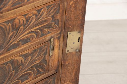 HIGHLY CARVED GREEN MAN STYLE OAK WELLINGTON CHEST C1900 - ADDITIONAL PHOTO 5