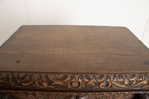 HIGHLY CARVED GREEN MAN STYLE OAK WELLINGTON CHEST C1900 - ADDITIONAL PHOTO 8